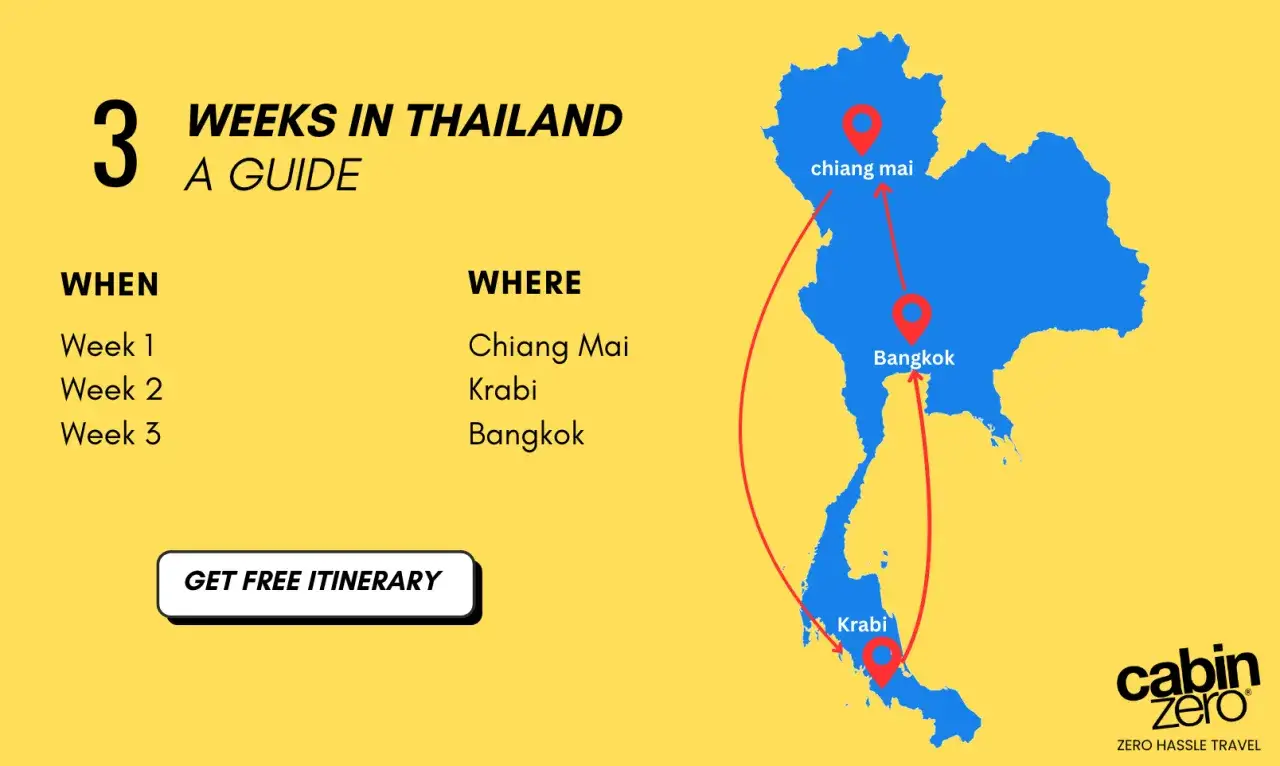 Guide pour organiser son voyage en Thaïlande : 3 semaines à Chiang Mai, Krabi et Bangkok. Itinéraire gratuit disponible.